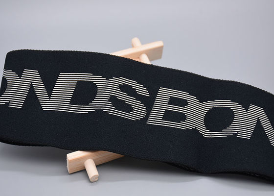 두배는 의복을 위한 100% 면 탄성 밴드 인쇄된 실리콘 로고를 측면을 댔습니다