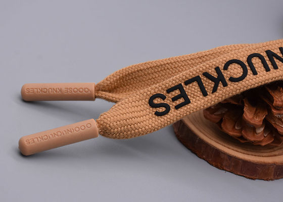 무광택 검정색 실리콘 로고로 출력된 의복 140 센티미터 폴리에스테르 평 밧줄